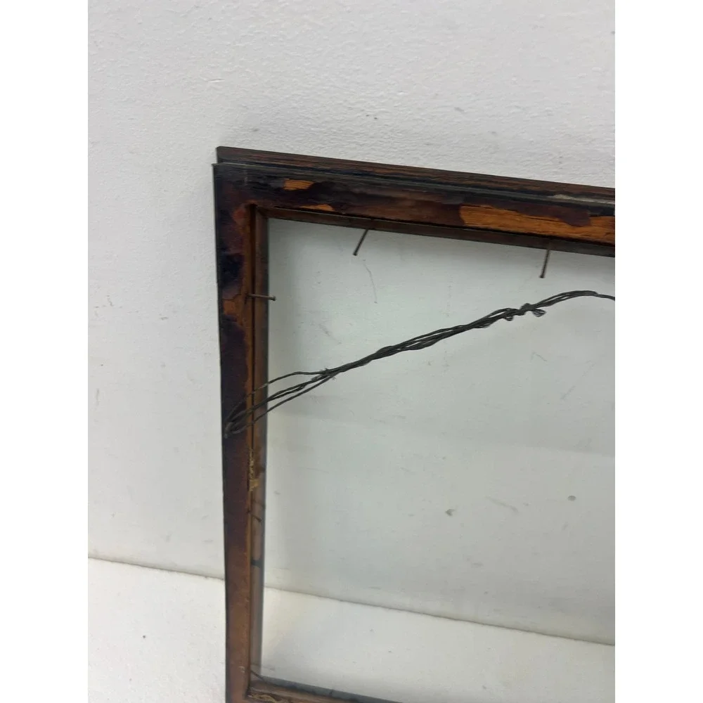 Vintage Dark Stained Wood Picture Frame Country Rustic Decor antique Fits 10x12